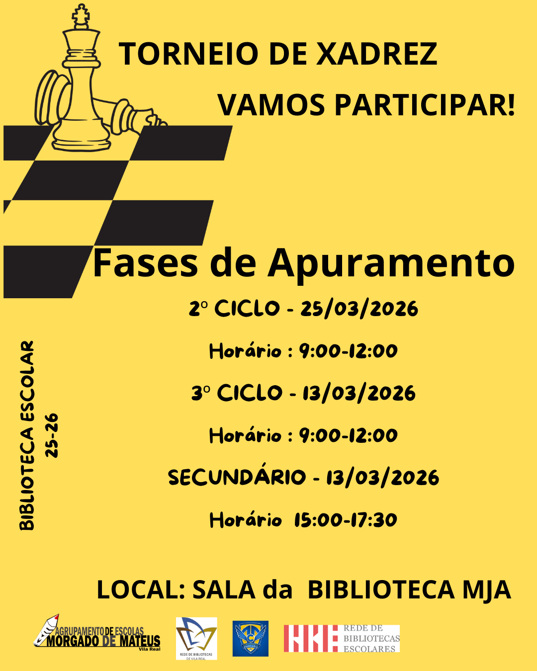 I Torneio de Xadrez na Escola – Rede de Bibliotecas de Vila Real